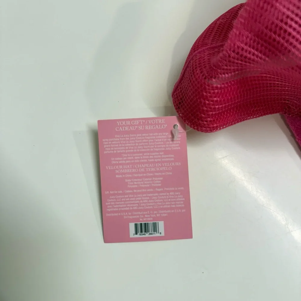 Juicy Couture Hat Hot Pink Trucker Mesh Cap Velour‎ Crystals Adjustable Y2K